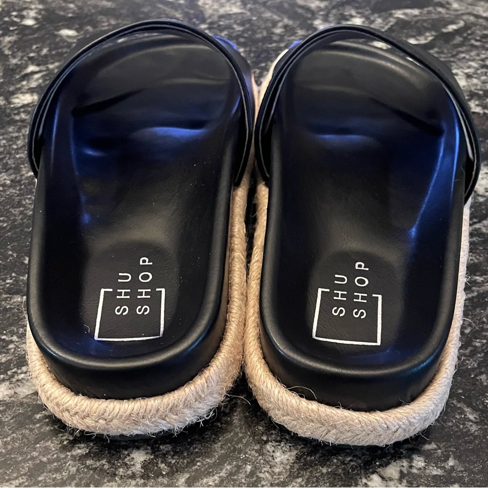 ShuShop Black Espadrille Slide Sandals - Picture 4 of 5